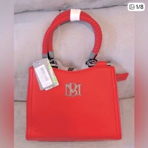 Badgley Mischka Red Leather Handbag, NWT